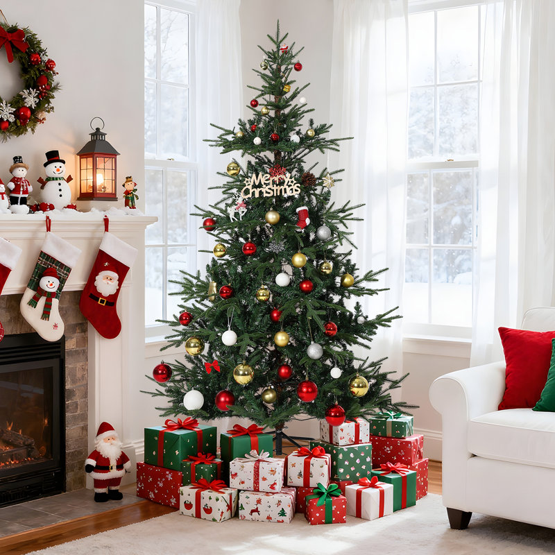 Sapin de Noël pré-éclairé 6 pi avec lumières et 678 branches pour décoration de fête