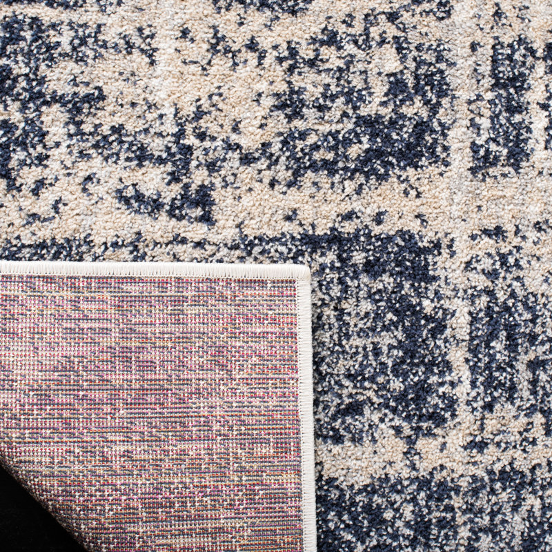 Tapis bleu marine / doré Gerberoy, Runner 2'6" x 12'