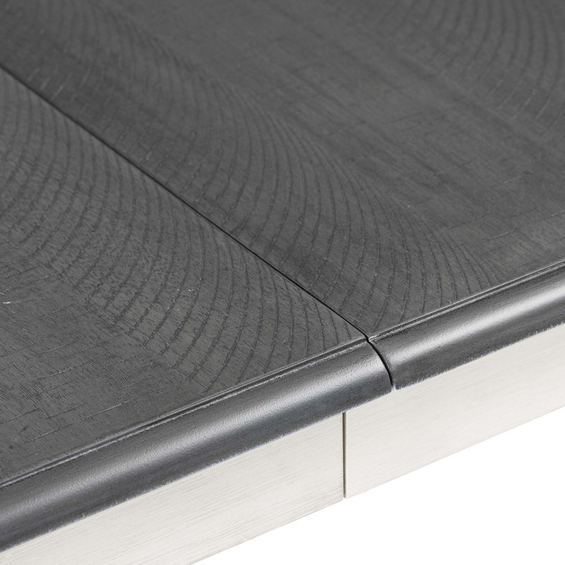 Ensemble de table de salle à manger 7 pièces de style rétro avec table extensible et 6 chaises rembourrées, Blanc, Gris