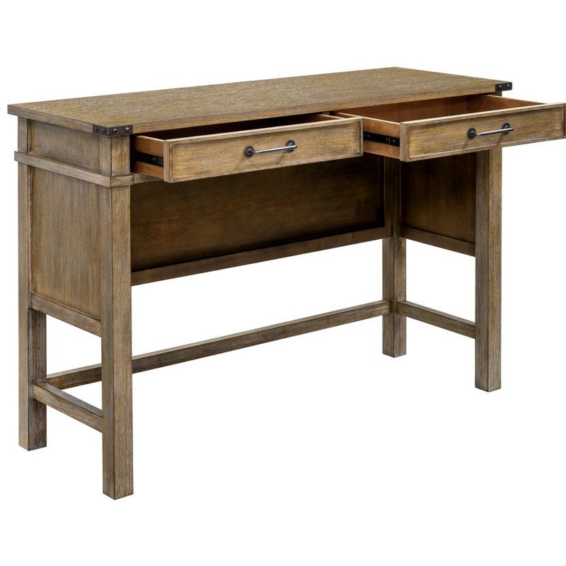 Table d'appoint avec 2 tiroirs - Bois massif, finition naturelle, touche rustique au look moderne