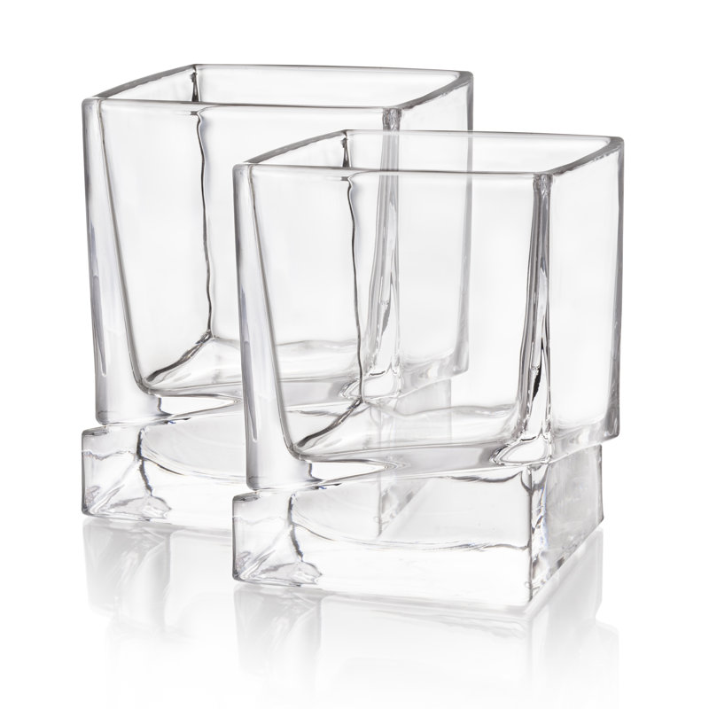 JoyJolt Carre 10oz Clear Square Whiskey Glass Set