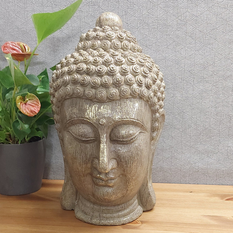 Lynch BUDDHA HEAD 40cm Carved Wood Effect
