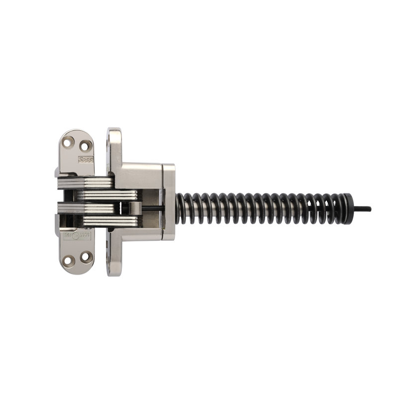 Invisible Spring Closers 4.6" H x 1.12" W Invisible/Concealed Single Door Hinge, Bright Nickel