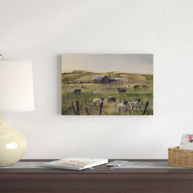 Moutons qui paissent II, H 12 po x l 18 po x P 1,25 po