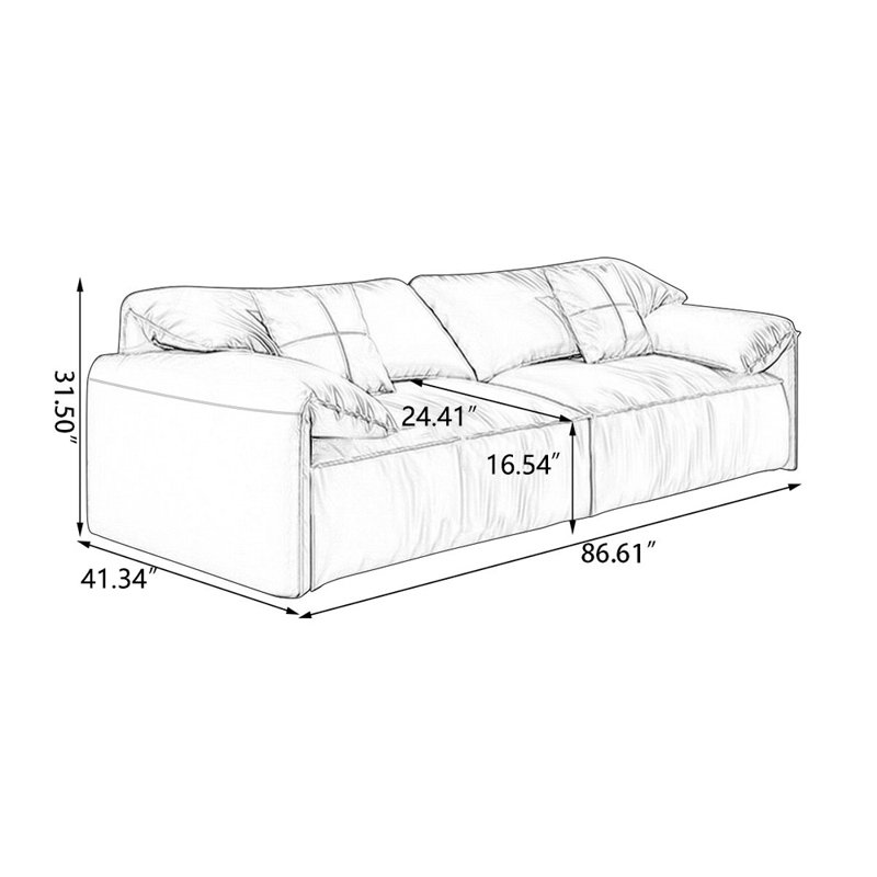 Canapé modulaire 86,61 po en cuir véritable, Brun