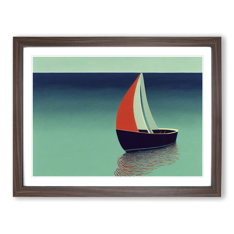 XH1022-6173X Modern Sailing Boat Vol.4 1 Piece Single Picture Frame Wall Art, 34cm H x 46cm W x 2cm D, Walnut