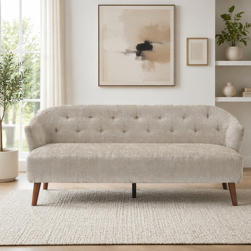 Upholstered Sofa, Brown Fabric