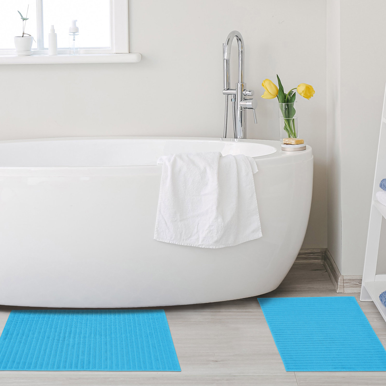 Pardue Cotton Bath Mat, Aster Blue, Solid Color