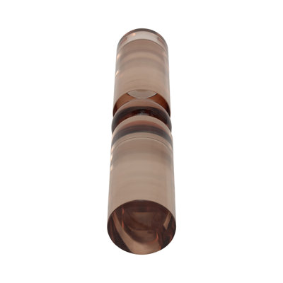 Modern Glass Cylinder Taper Candle Holder for Tabletop Decor - Decorative Sculptural Candlestick Holder for Entryway or Living Room Accent - Bronze