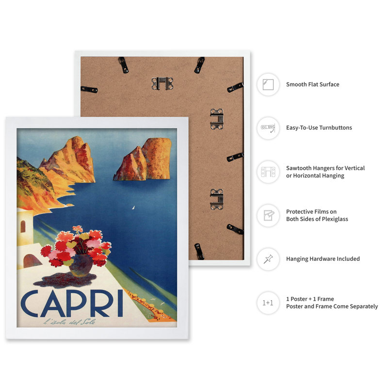 Île de Capri, Affiche, Encadrement blanc, H 08 po x l 10 po
