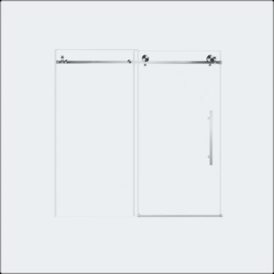 56-60 x 60 Frameless Sliding Shower Door - Brushed Nickel, 6mm Glass