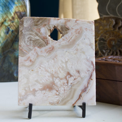 Agate translucide miel avec support