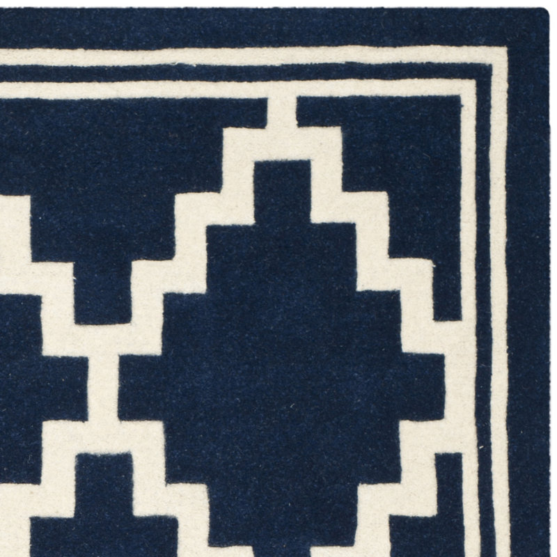 Geometric Wool Hand Woven Area Rug, Rectangle 122 x 183 cm