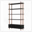 Bibliothèque avec bibliothèque et bibliothèque en bois de 74,4 pouces de hauteur, étagères et tiroirs de rangement noirs à 5 niveaux, tablettes modernes autoportantes en placage de bois massif, salon, salle d'étude, cuisine