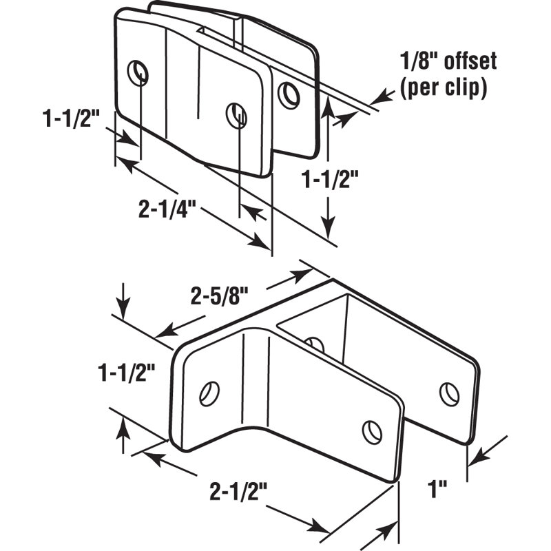 Ensemble de support en alcôve Prime-Line, pour panneaux de 1 po, alliage de zinc, finition chromée (paquet simple)