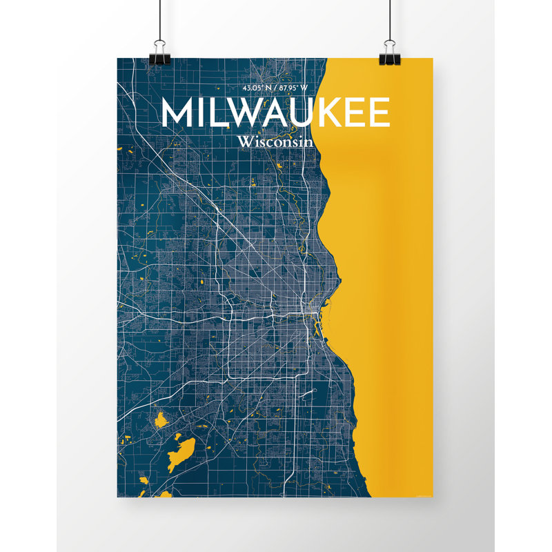 Milwaukee City Map - No Frame Print, 43.2cm H x 27.9cm W x 0.13cm D