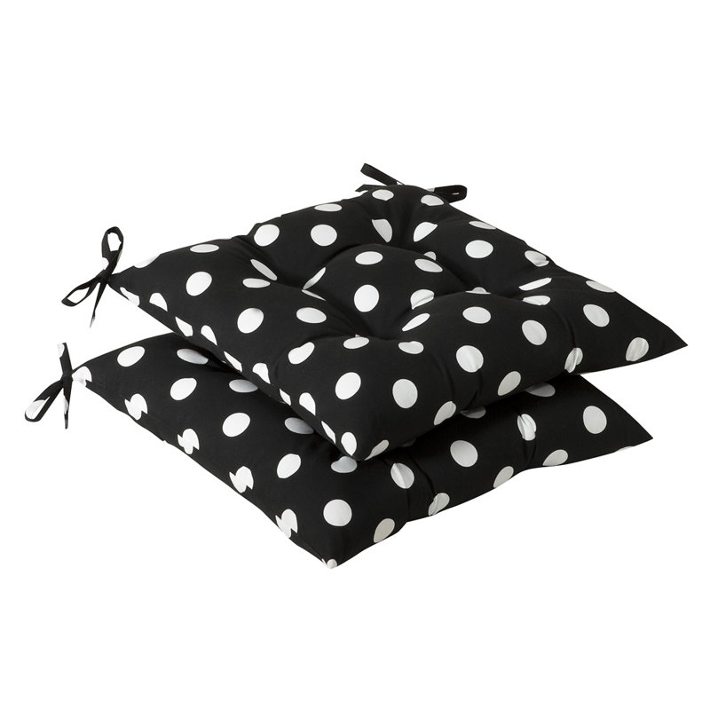 Coussin de siège d'extérieur, Noir / blanc à pois
