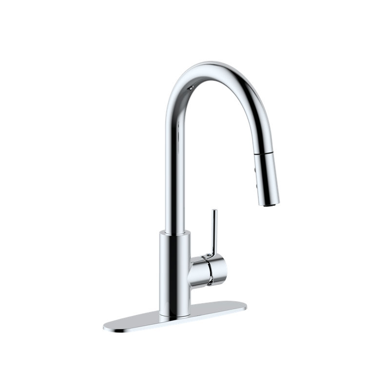 Dual Spray Push Button Mode Kitchen Faucet with Pull Down Sprayer Head, Polished Chrome