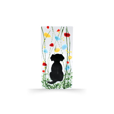 Handmade Fused Glass   Tea Light Holder   Dog   Wildflower