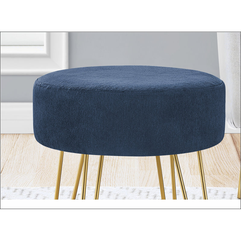 Repose-pieds, repose-pieds, repose-pieds, tabouret de 14 po, tissu bleu, pieds en métal doré