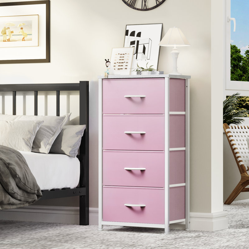 Commode pour la lingerie 4 tiroirs Kathiria, Pink/White
