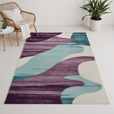 Tapis intérieur et extérieur bleu Watercolor