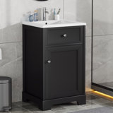 20" Bathroom Vanity With Sink, Bathroom Cabinet With Soft Closing Door, Storage Rack And Adjustable Shelve