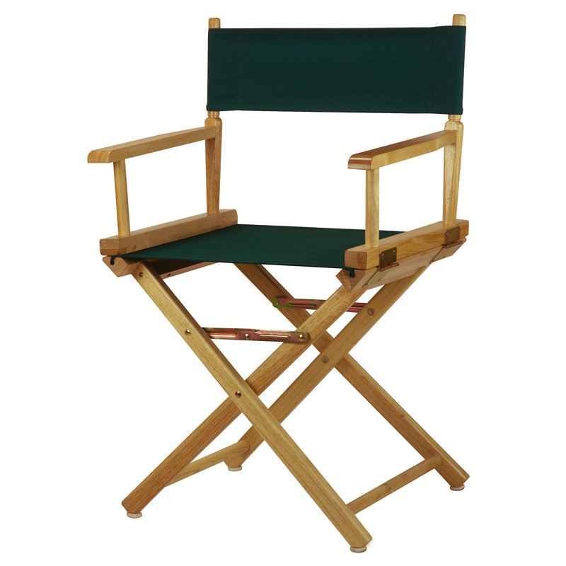 Chaise de réalisateur pliante 18 po, Naturel, Vert forêt
