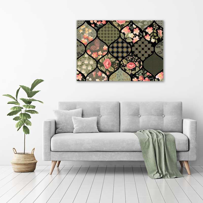 Floral Pattern - Unframed Art Prints on Glass