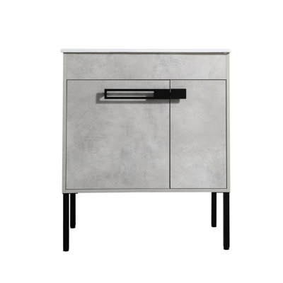 Armoire de salle de bain 30 po avec lavabo - meuble-lavabo moderne autoportant à égratignures et à surface ajustable à l'intérieur 30 po, deux méthodes d'installation avec finition grise