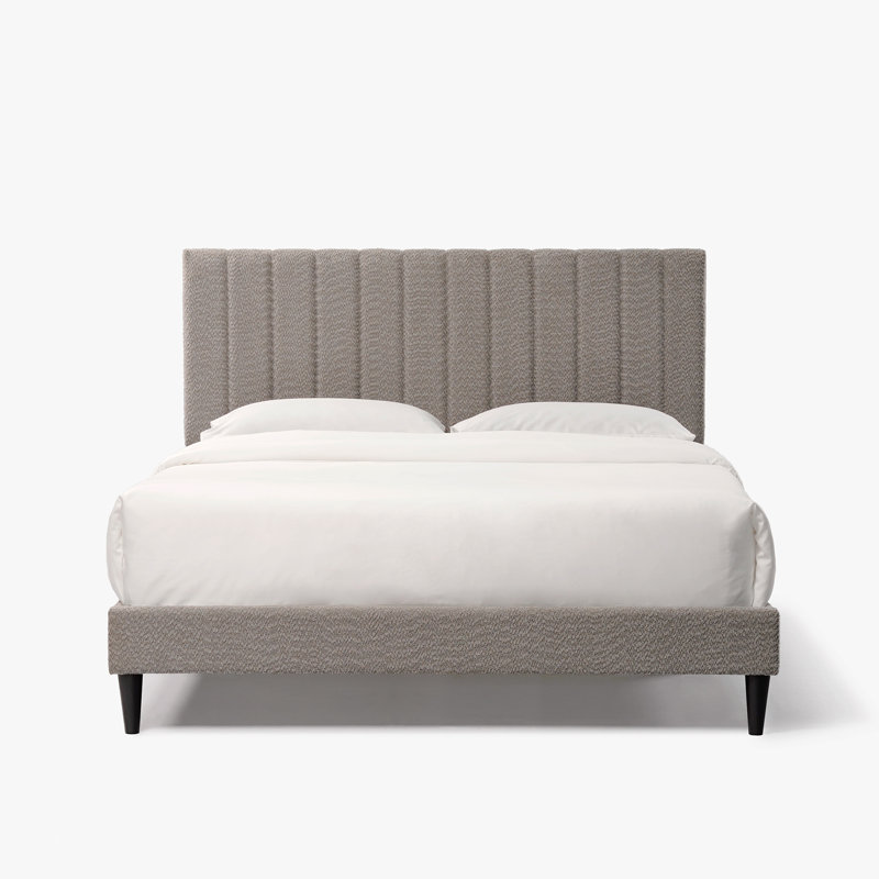 Lit plateforme tapissier capitonné Dove - Grand, Gris