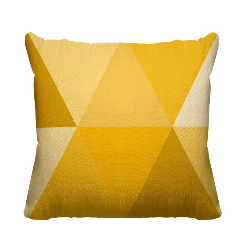 Coussin décoratif intérieur / extérieur Isla, L 17 po x H 17 po, Géométrique jaune 1