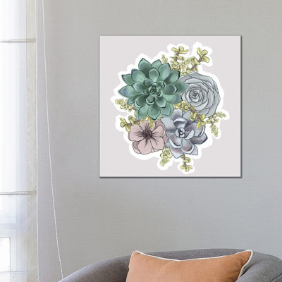 Succulent Florals 1 Piece Wrapped Canvas Painting