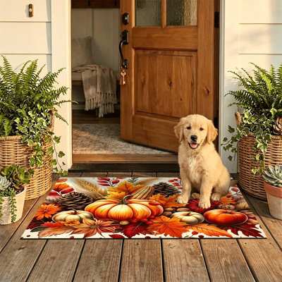 Tapis de porte antidérapant pour intérieur/extérieur, 51 x 81 cm, motif rond turc