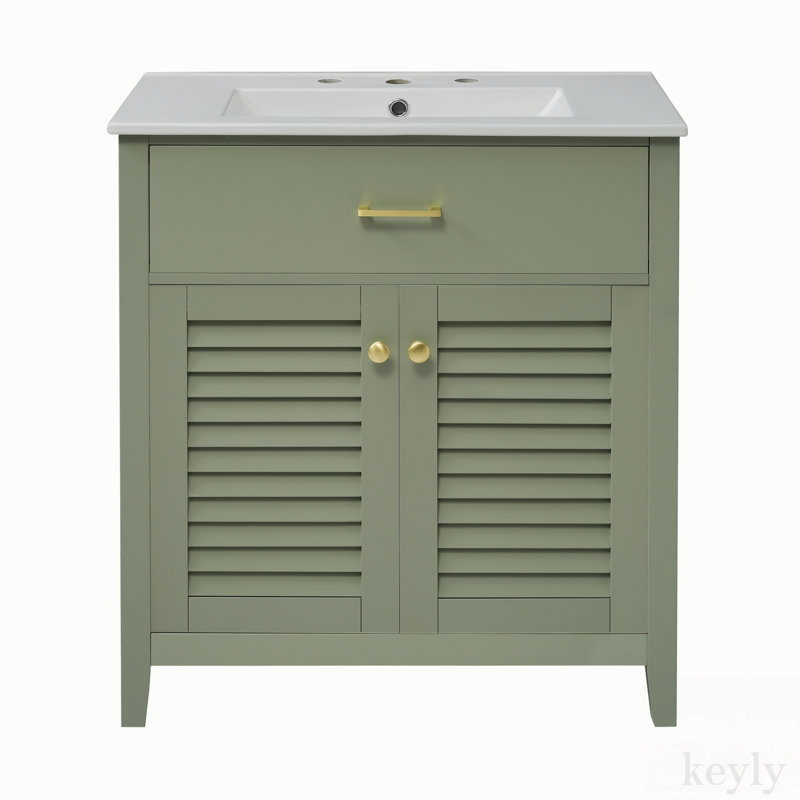 Meuble-lavabo simple 30 po avec plateau en céramique Orsina