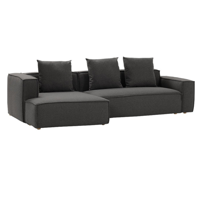 Canapé modulaire 2 pièces rembourré, Coton / lin gris foncé, Orienté à gauche (vu de face)