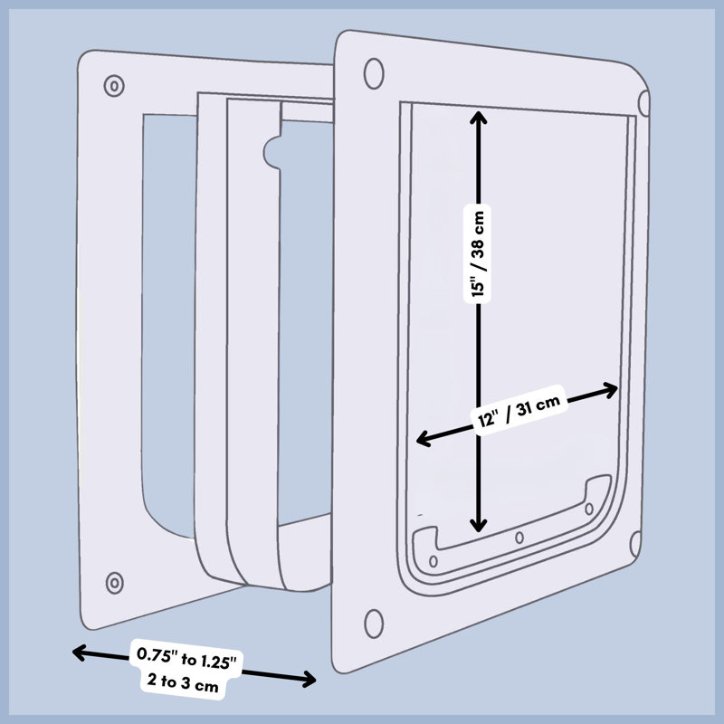 Medium White Metal Lockable Dog Door with Flap