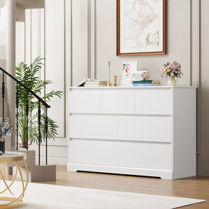 White 47.2"W 7 Drawer Doubel Dresser