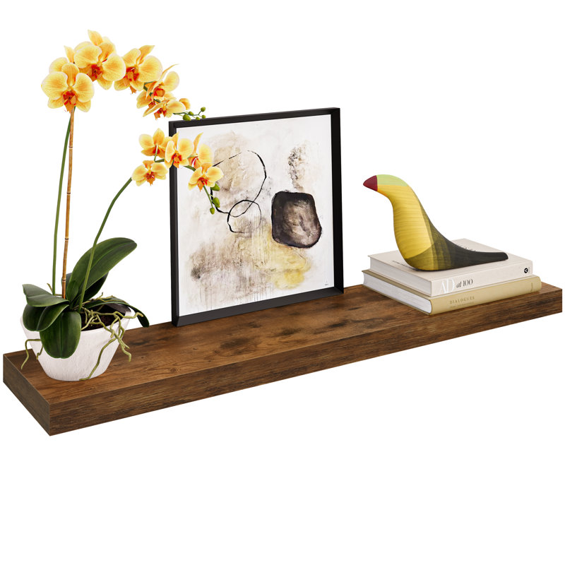 Tablette flottante à fixation murale 36 po Miami, profondeur de 8 po, H 1,5 po x l 36 po x P 8 po, Rustic Brown