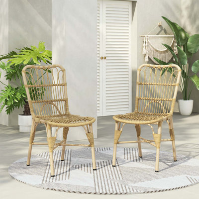 Charming Outdoor Wicker Dining Chairs Set for Every Outdoor Scene,Long-Lasting and Stylish by Bayou Breeze