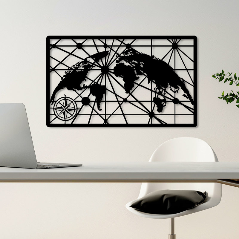 Accessoire mural décoratif en métal, noir, 15,7 po x 26 po | Fabrication 100% métal, épaisseur: 0,06 po | Léger à 1,4 lb, parfait pour la décoration intérieure, facile à accrocher, élégant et moderne