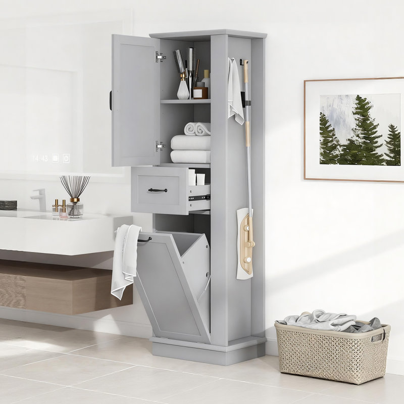 Grande armoire de rangement moderne avec compartiment inclinable, tablettes réglables, charnières à fermeture en douceur