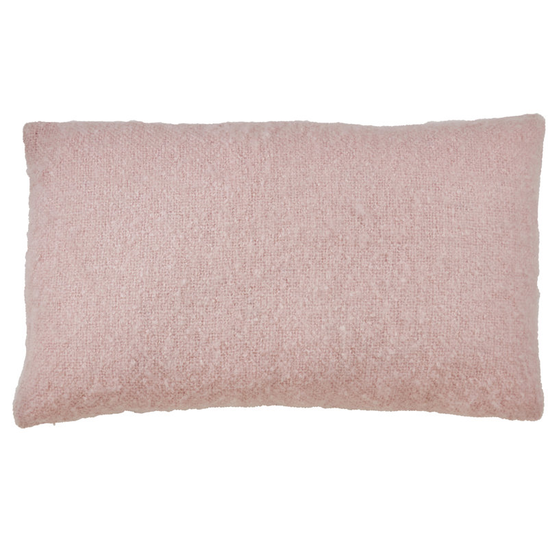 Pink Faux Mohair Rectangular Throw Pillow, 14 x 23 in