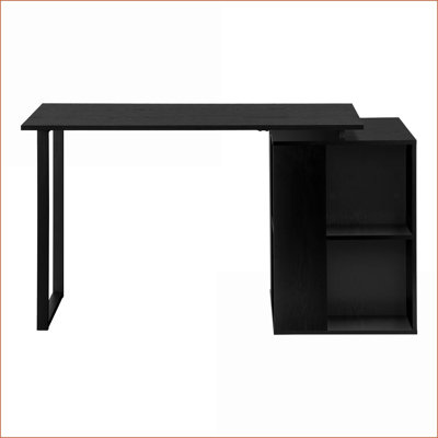 Bureaux, bureau d'ordinateur moderne de 55 po avec tablettes de rangement gauche / droite, stratifié blanc Gris métal | Blanc | Panneau de particules