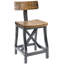 Tabouret de comptoir avec dossier, assise et structure solides, l 17,5 po x P 22,34 po x P 38,5 po, assemblage requis, base, dossier détachable de couleur ambre - bois franc, style industriel, capacité de 300 lb, h 38,5 po