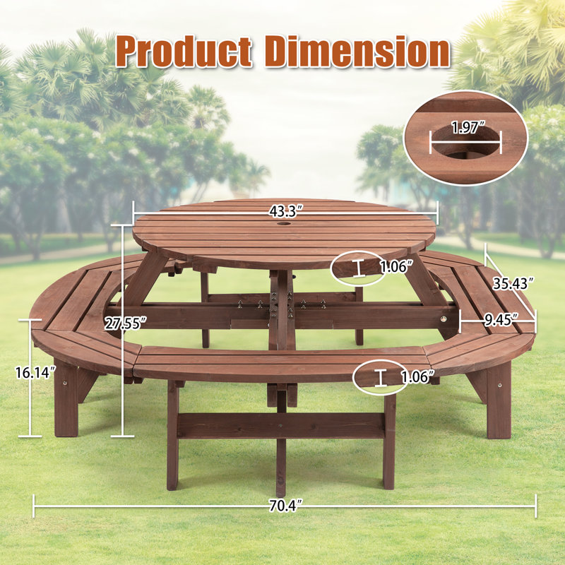 Table de pique-nique en bois pour 2 personnes