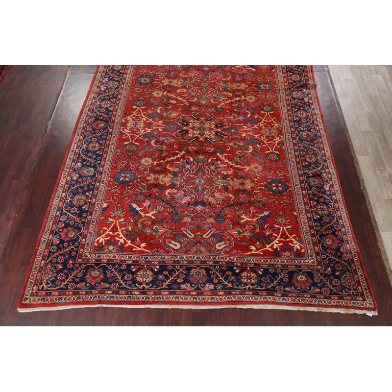 One-of-a-Kind 10'2'' X 13'11'' 1930s Wool Area Rug in Red