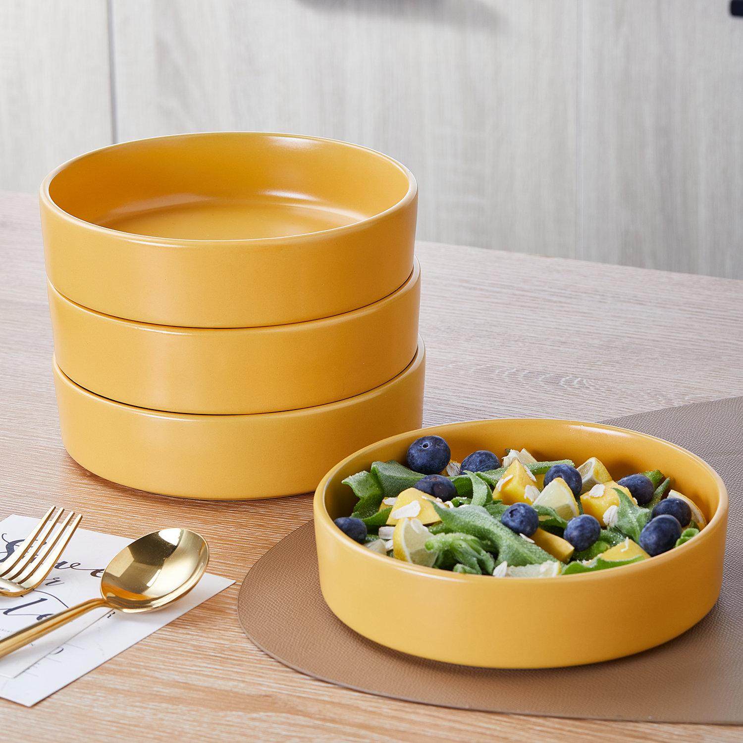 Cleo Stoneware Dinnerware Set, Yellow
