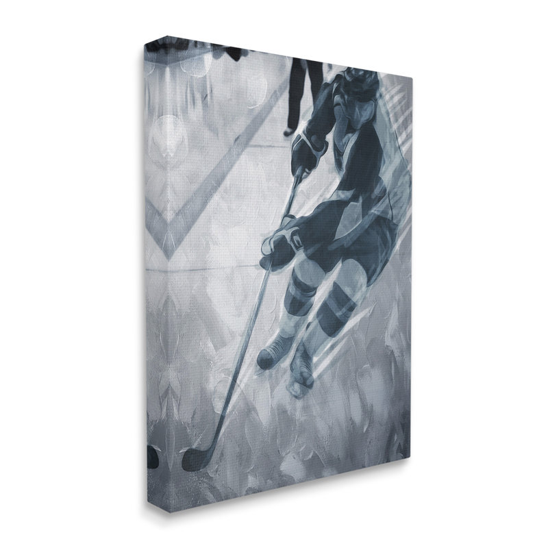 Art mural abstrait sur toile de joueur de hockey par Milli Villa, H 48 po x l 36 po