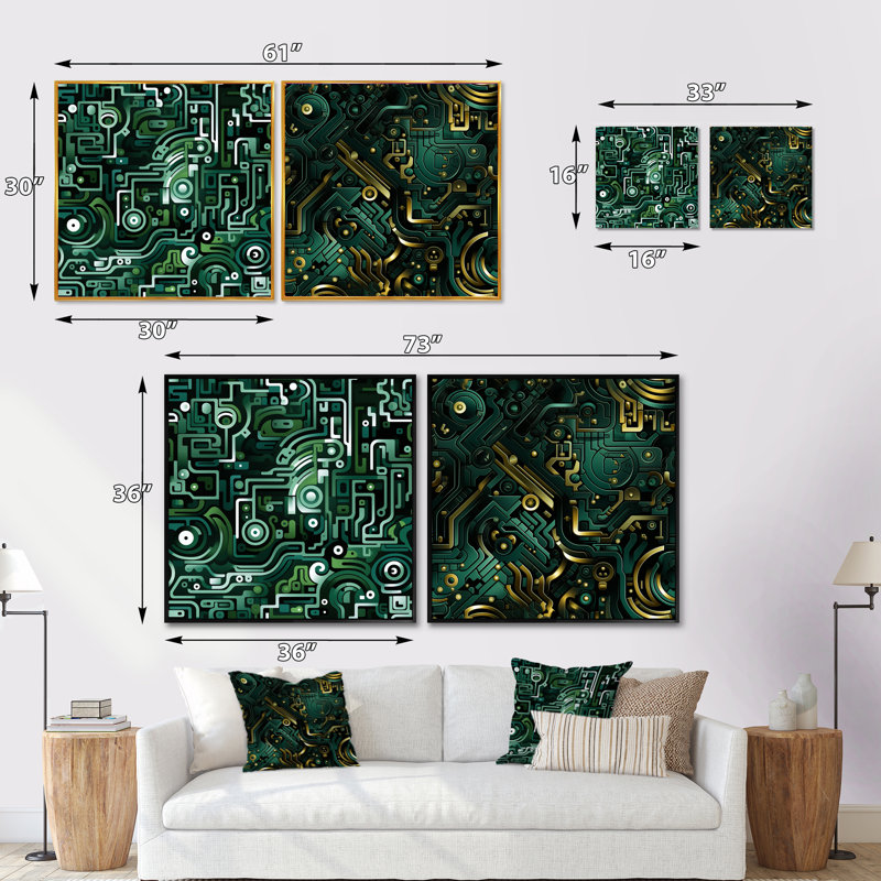 Chiyoe - Abstract Shapes Square Collage Set Of 2, Black Floater Framed, 16" H x 33" W